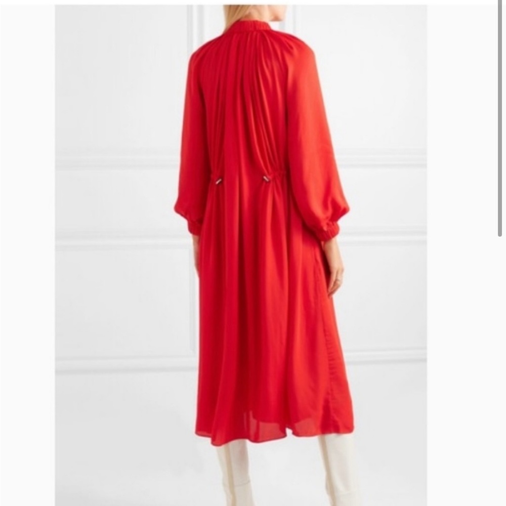 Stunning Silk designer Tibi ruched red dress